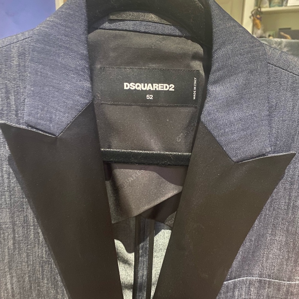 DSquared mens jacket black satin lapel size 52 UK